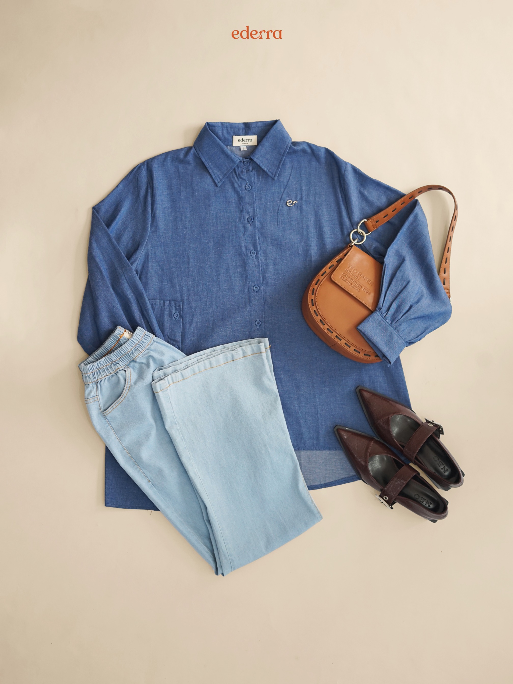 Keira Set Classic Blue (Top dan Pants)