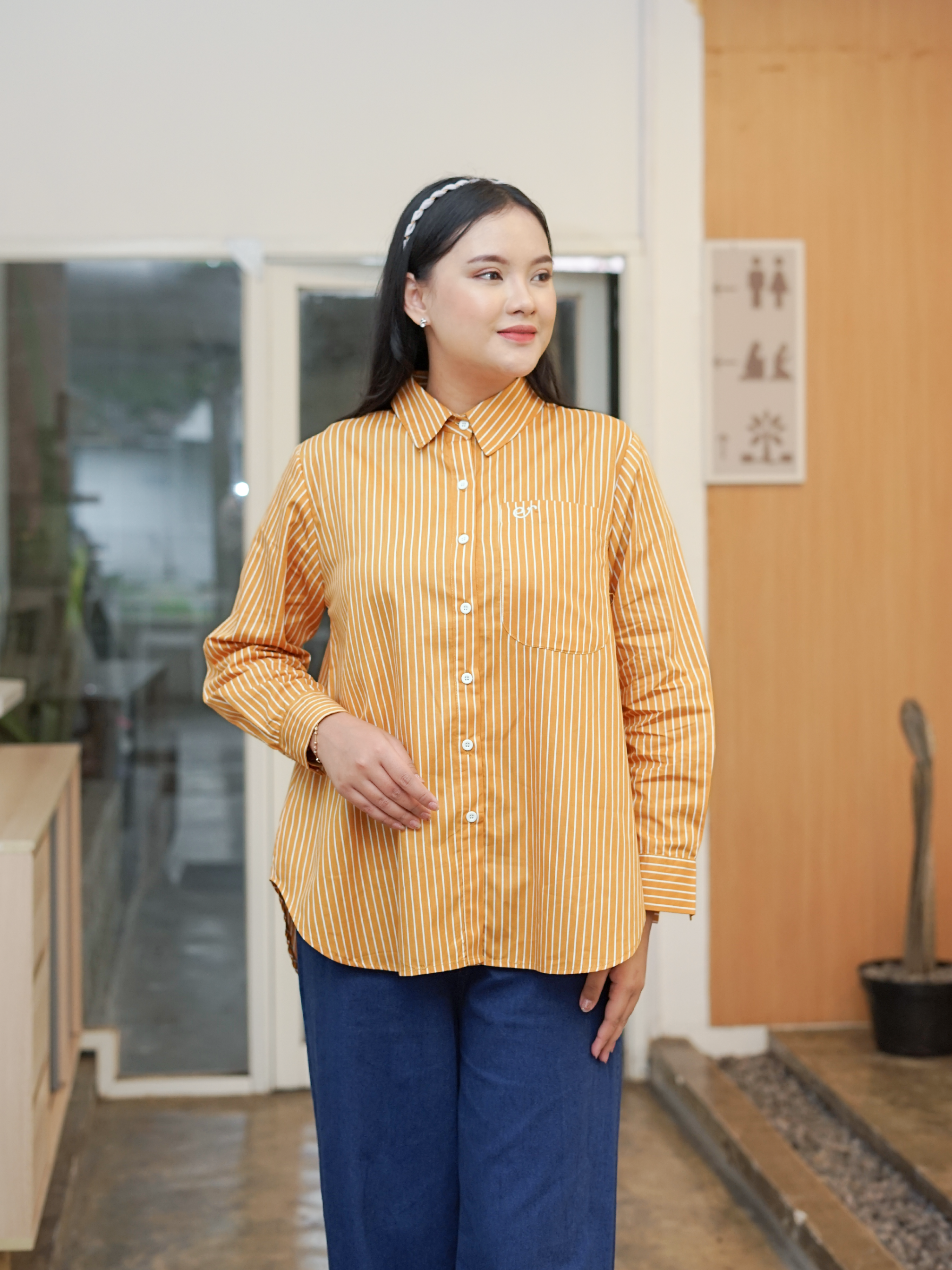 Naira Stripes Top Golden Rod