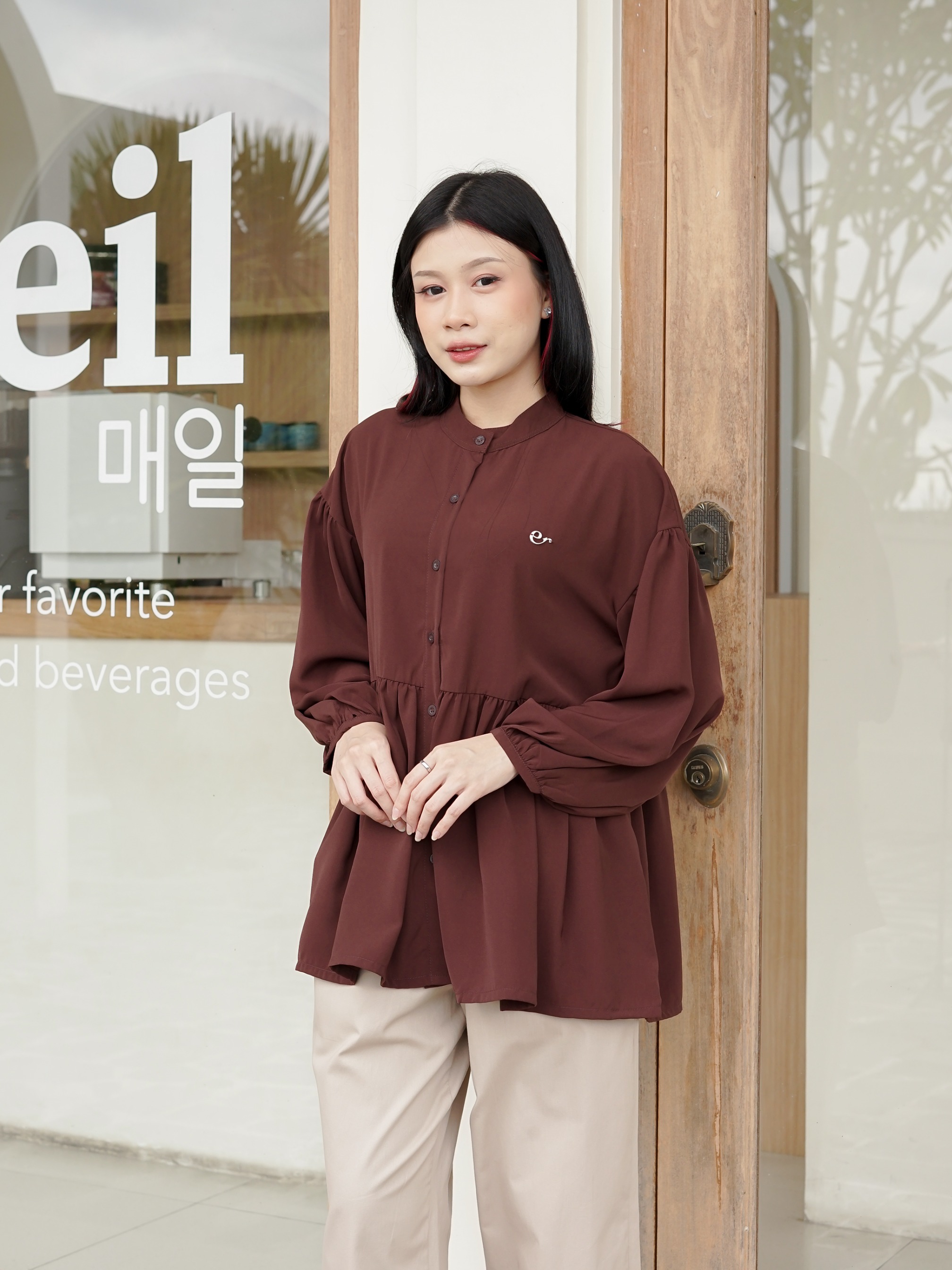 Sabbie Blouse Deep Mahogany