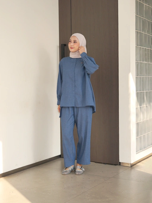 Keira Set Classic Blue (Top dan Pants)