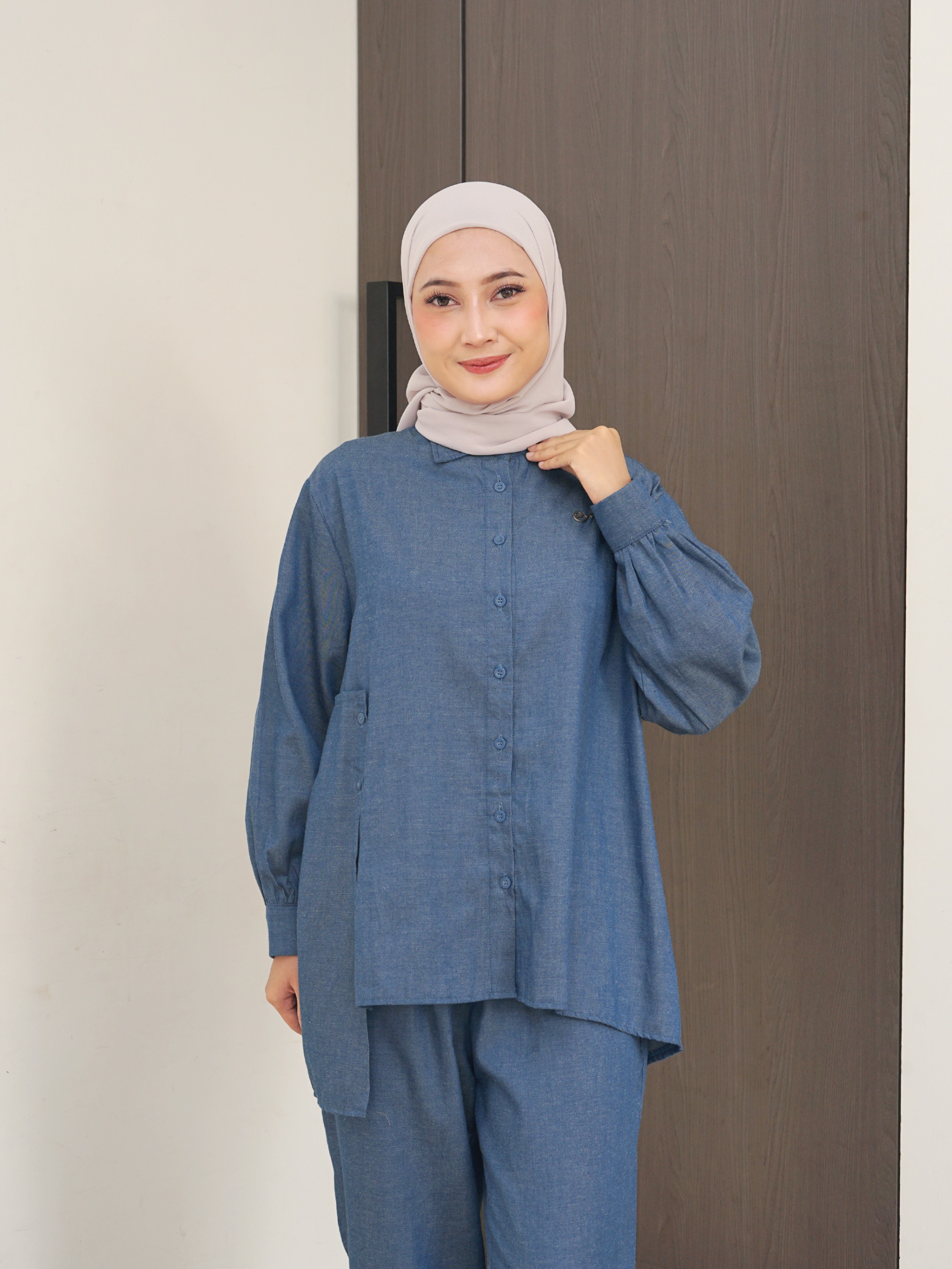 Keira Set Classic Blue (Top dan Pants)