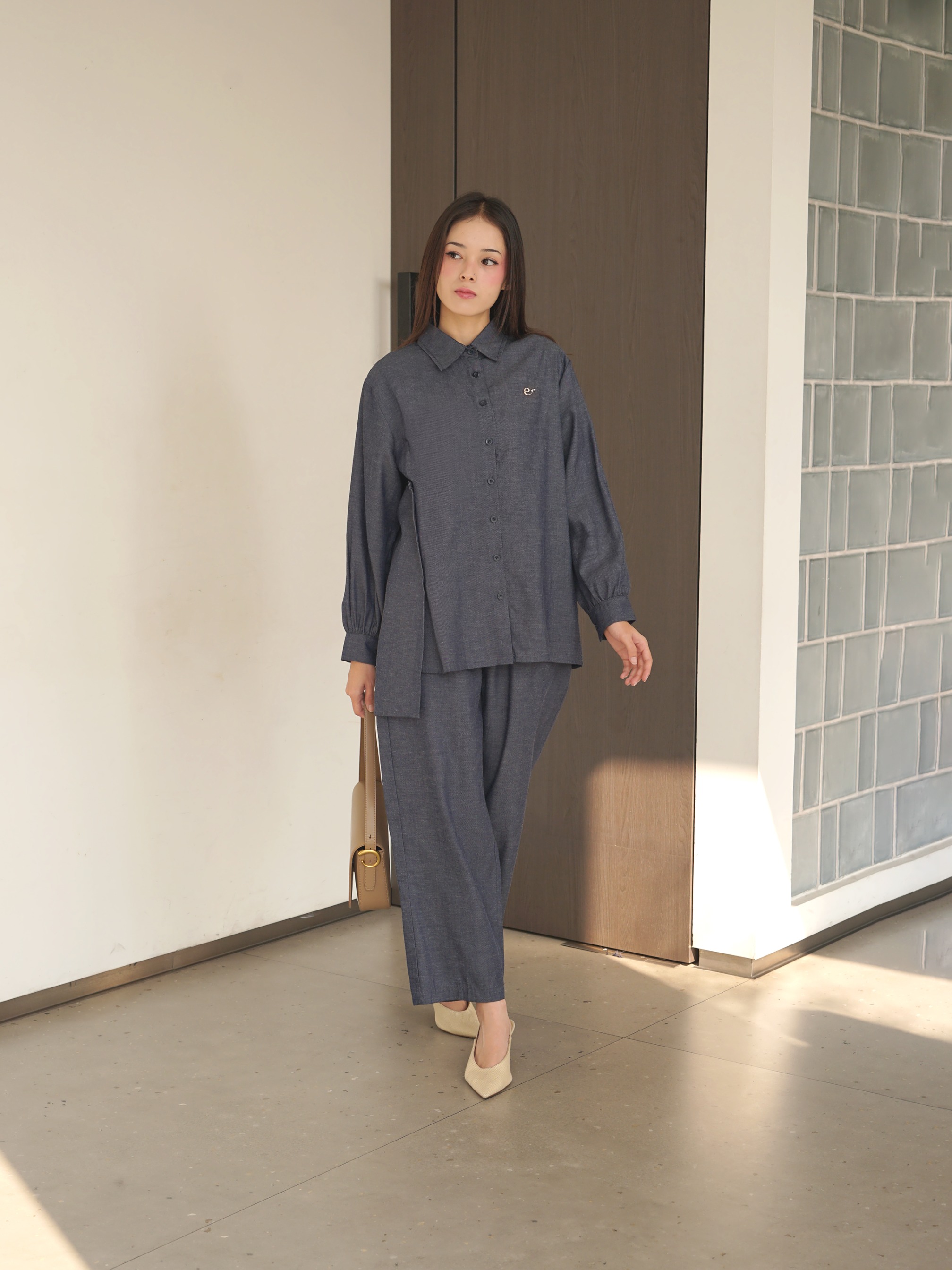 Keira Set Denim (Top dan Pants)