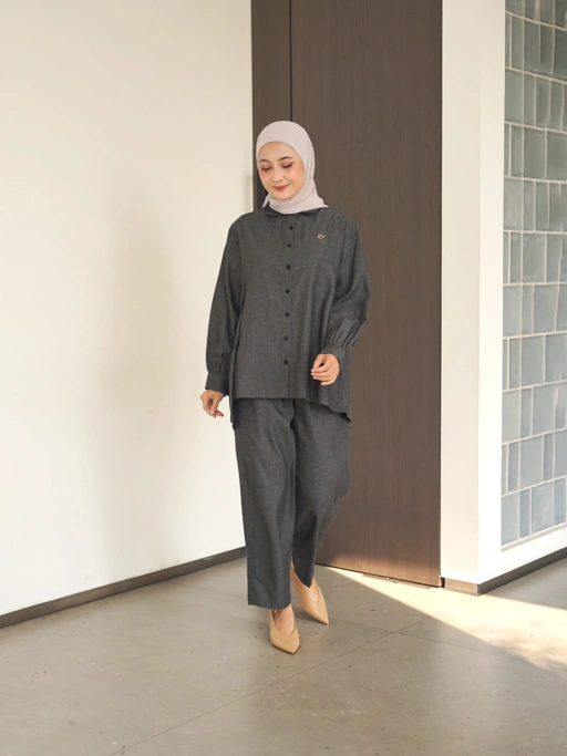 Keira Set Dark Shadow (Top dan Pants)