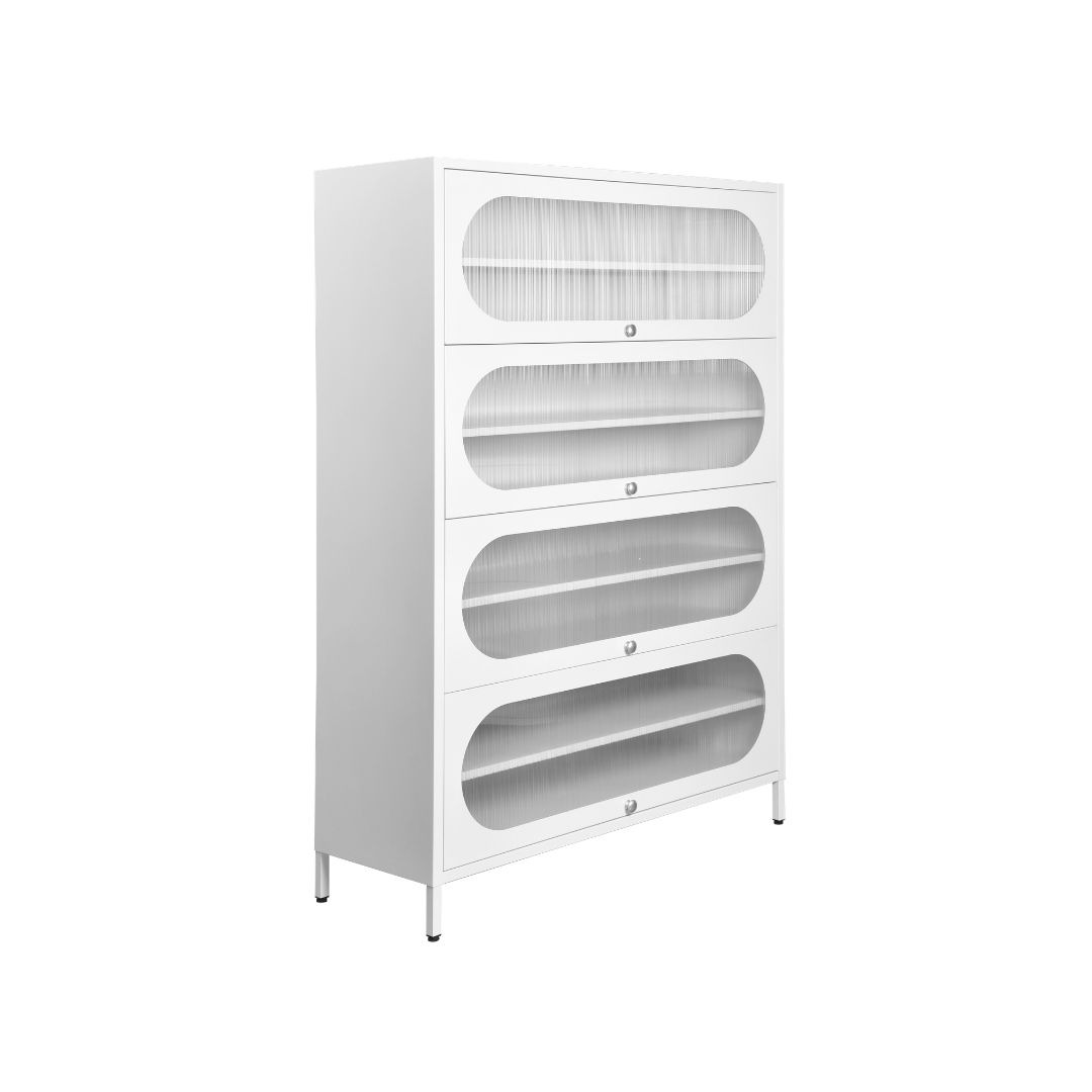 Offo Living - Lemari Sepatu 4 Pintu Putih - Steel Shoe Cabinet White 4 Door White - SC102