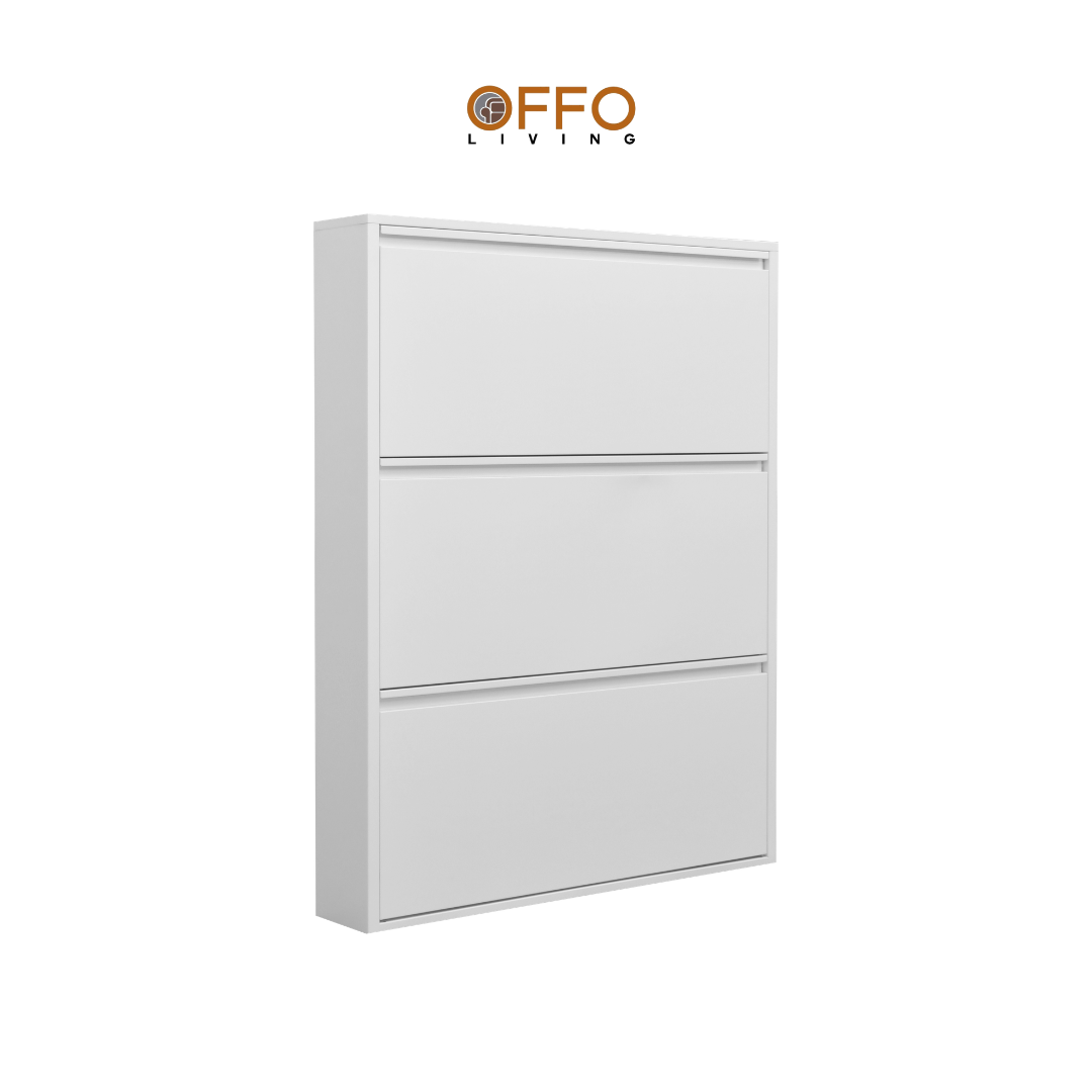 Offo Living - Lemari Sepatu Besi 3 dan 4 Laci - Steel Shoe Cabinet White 3 and 4 Drawer - SC0304