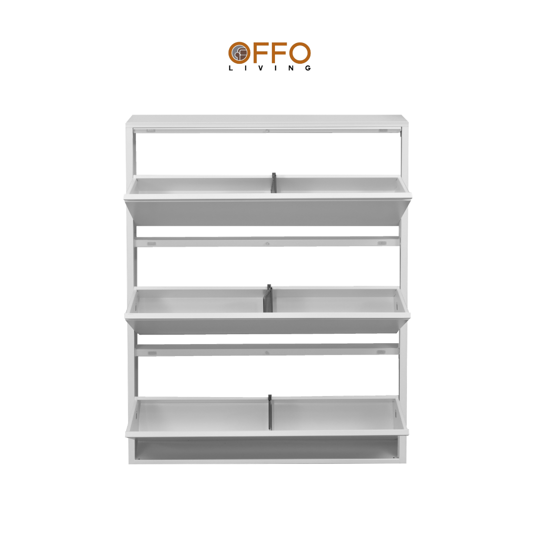 Offo Living - Lemari Sepatu Besi 3 dan 4 Laci - Steel Shoe Cabinet White 3 and 4 Drawer - SC0304