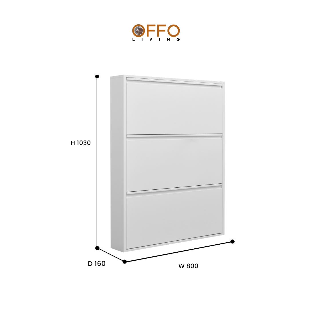 Offo Living - Lemari Sepatu Besi 3 dan 4 Laci - Steel Shoe Cabinet White 3 and 4 Drawer - SC0304