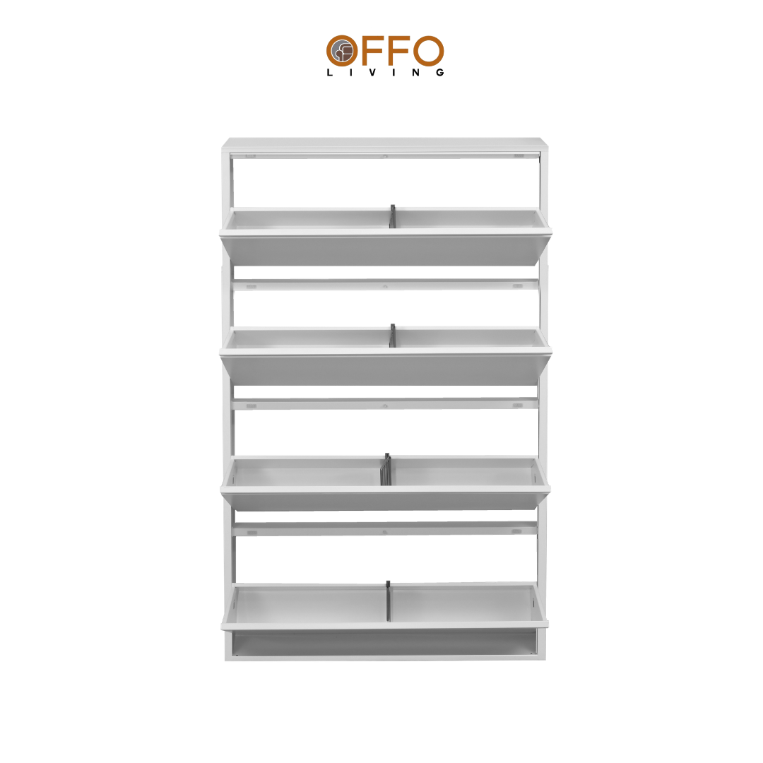 Offo Living - Lemari Sepatu Besi 3 dan 4 Laci - Steel Shoe Cabinet White 3 and 4 Drawer - SC0304