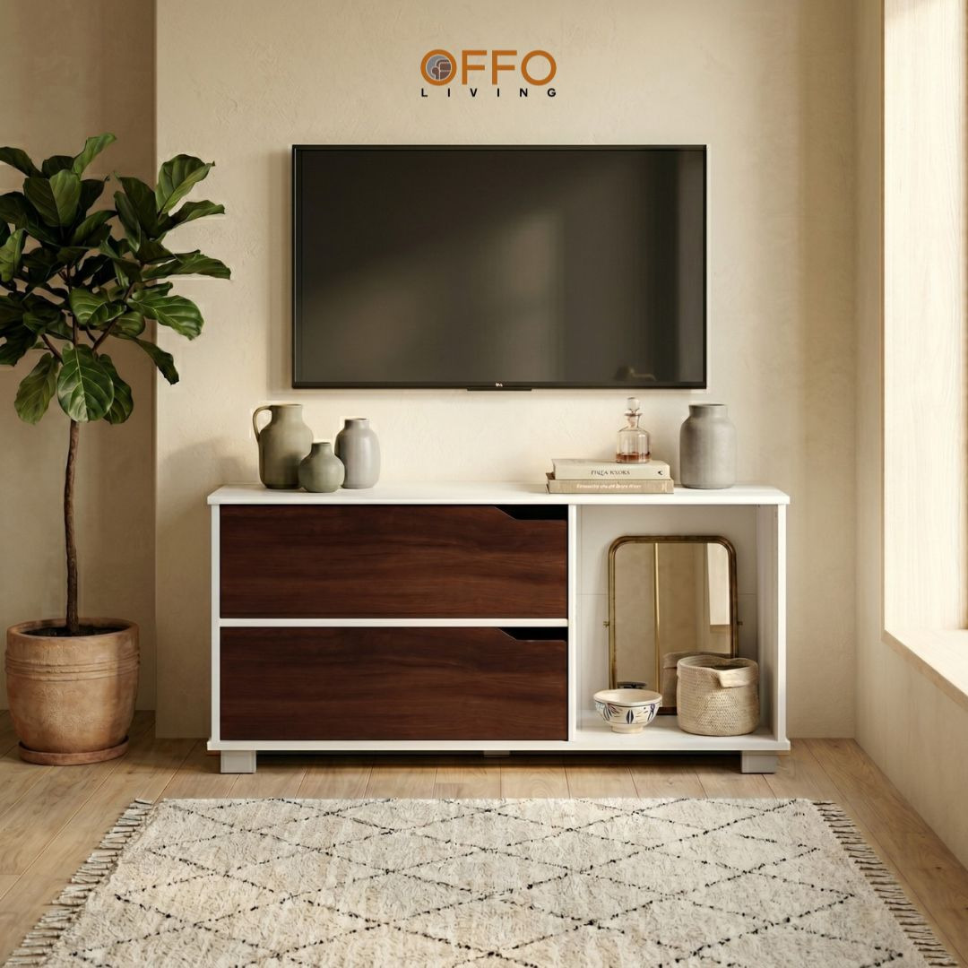 Offo Living - Rak Tv Meja Tv Putih - Audio Video Rack White - AVR037