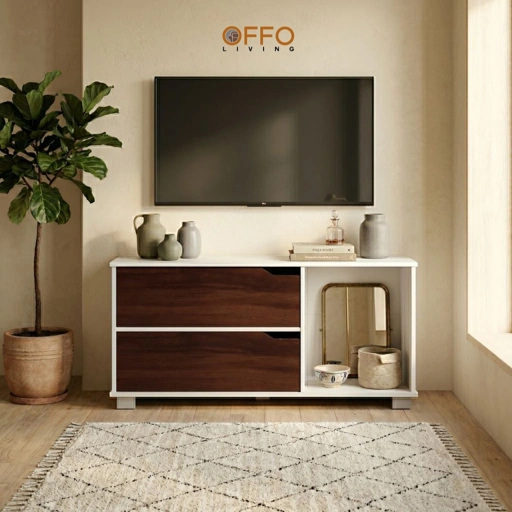 Image of Offo Living - Rak Tv Meja Tv Putih - Audio Video Rack White - AVR037