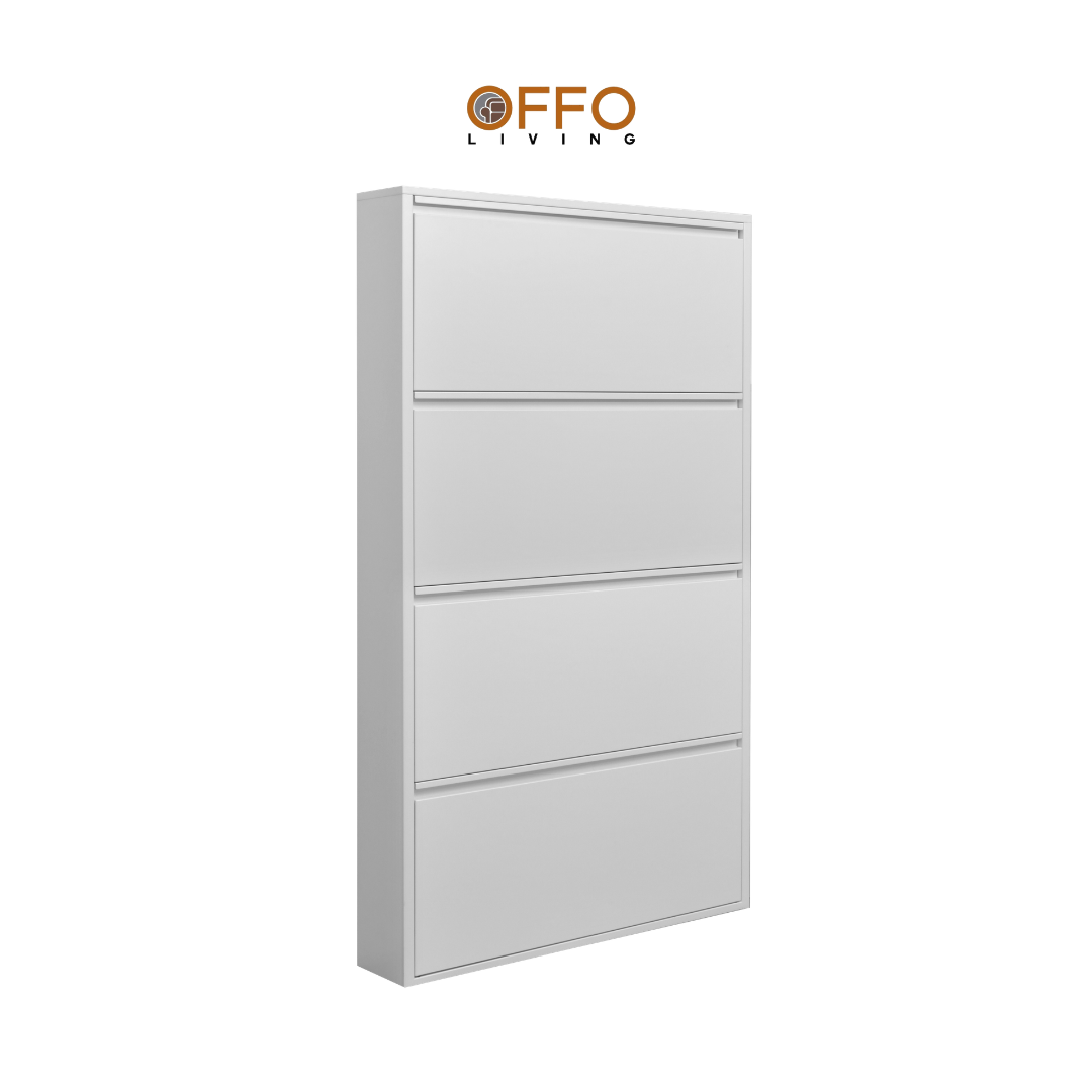 Offo Living - Lemari Sepatu Besi 3 dan 4 Laci - Steel Shoe Cabinet White 3 and 4 Drawer - SC0304