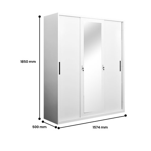 Lemari Pakaian Besi 3 Pintu Sliding - STHBW112-3DR