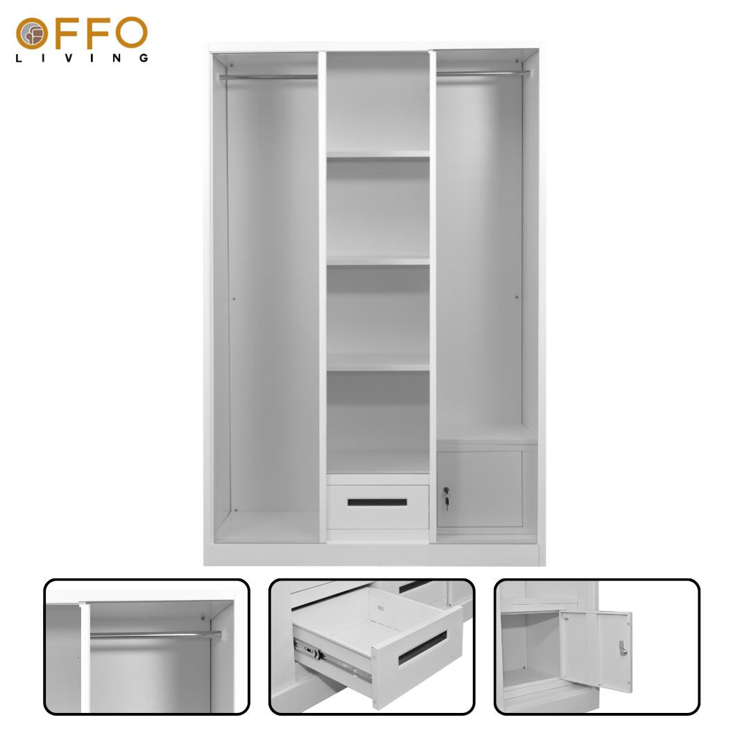 Lemari Pakaian Besi 3 Pintu Sliding - STXRSLW-3DR