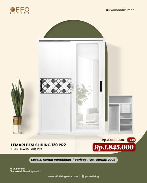 Image of Promo Februari - Harga Hemat Ramadhan Lemari Besi Sliding 120 PR2
