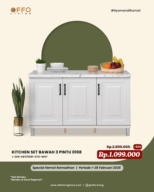 Image of Promo Februari - Harga Hemat Ramadhan Kitchen Set Bawah 3 Pintu 0108
