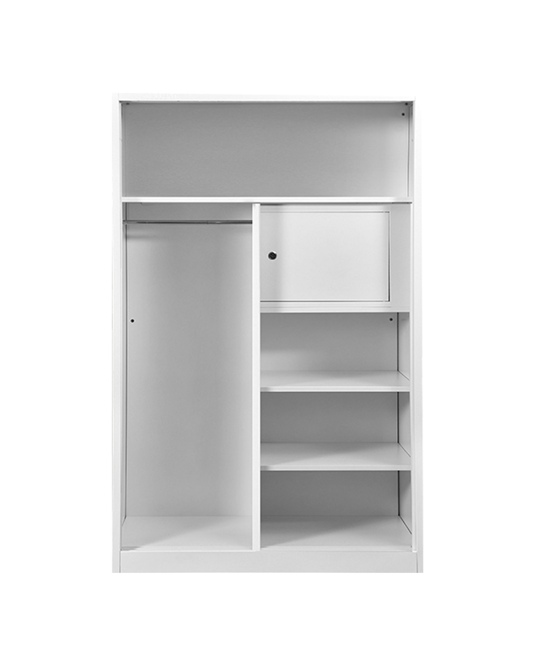 Offo Living - Lemari Pakaian Besi Sliding 2 Pintu Putih Cermin