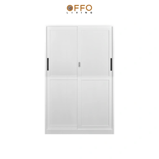 Image of Steel Sliding Wardrobe 2 Door A1150 White 