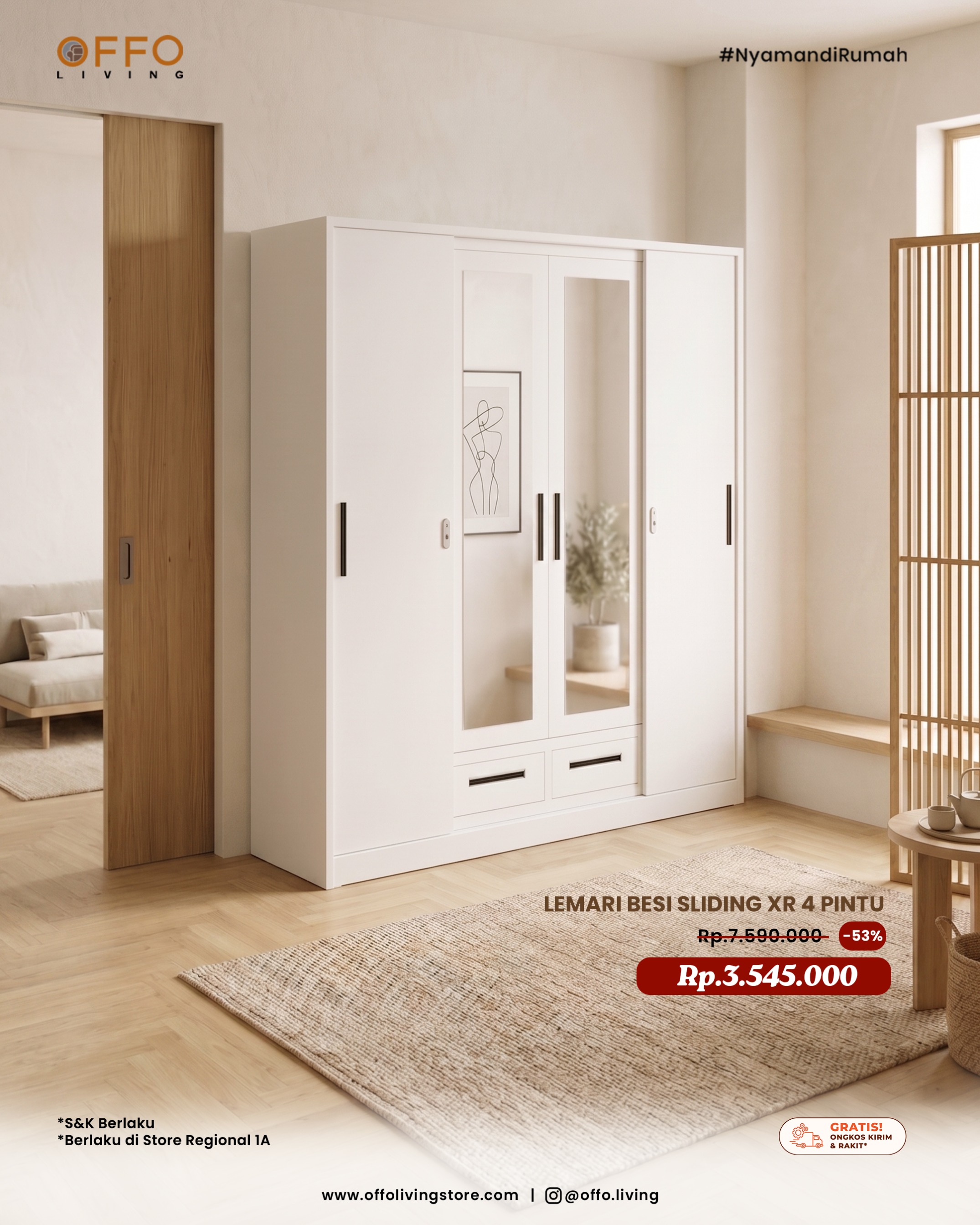 Promo Juni - Special Price Lemari Besi Sliding XR 4 Pintu