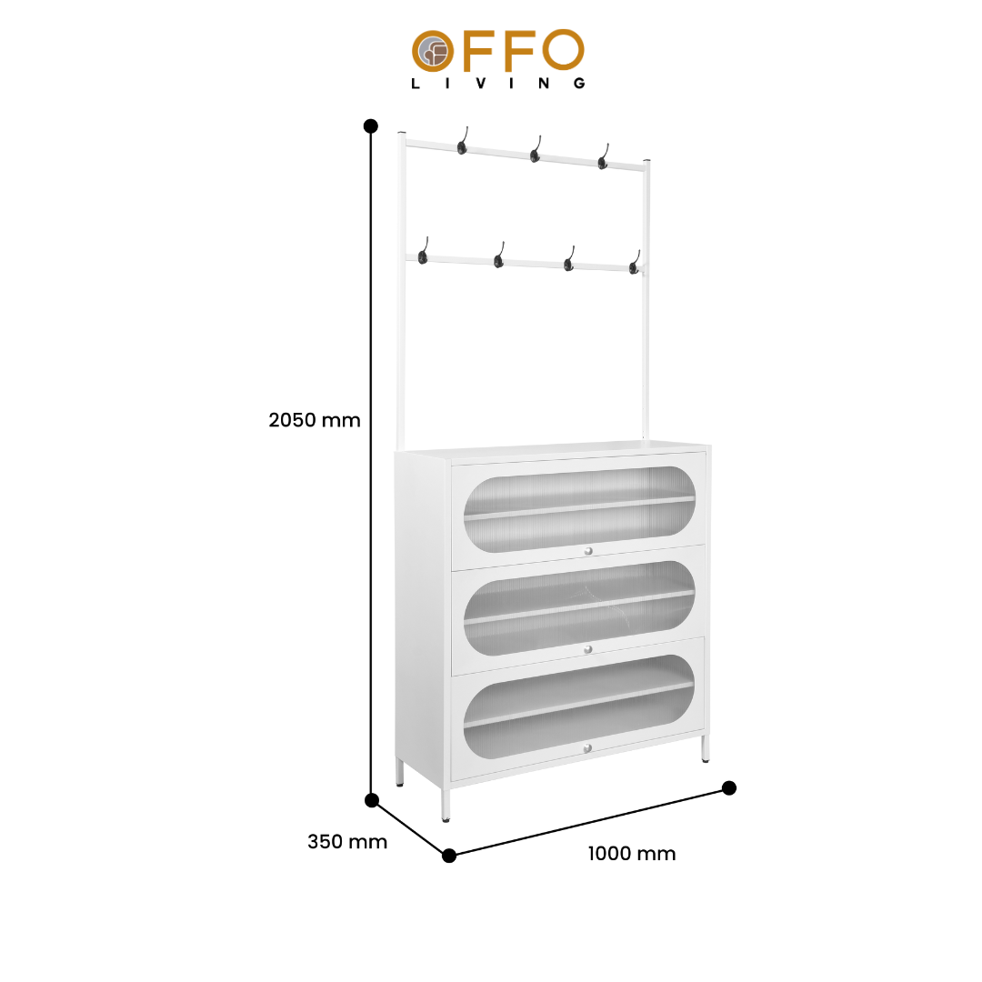 Offo Living - Lemari Sepatu Stainlees Minimalis - Furniture Besi Lemari Sepatu Multi fungsi