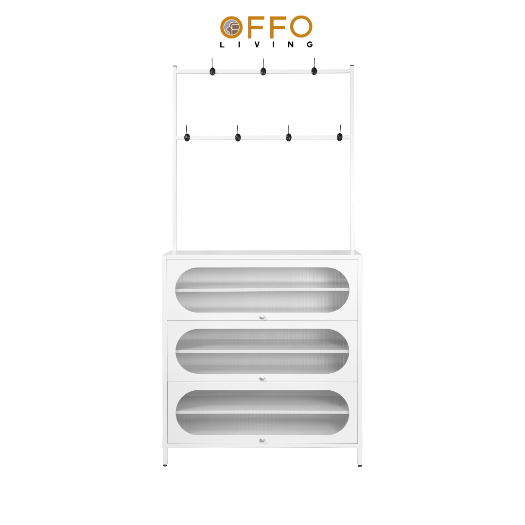 Offo Living - Lemari Sepatu Stainlees Minimalis - Furniture Besi Lemari Sepatu Multi fungsi