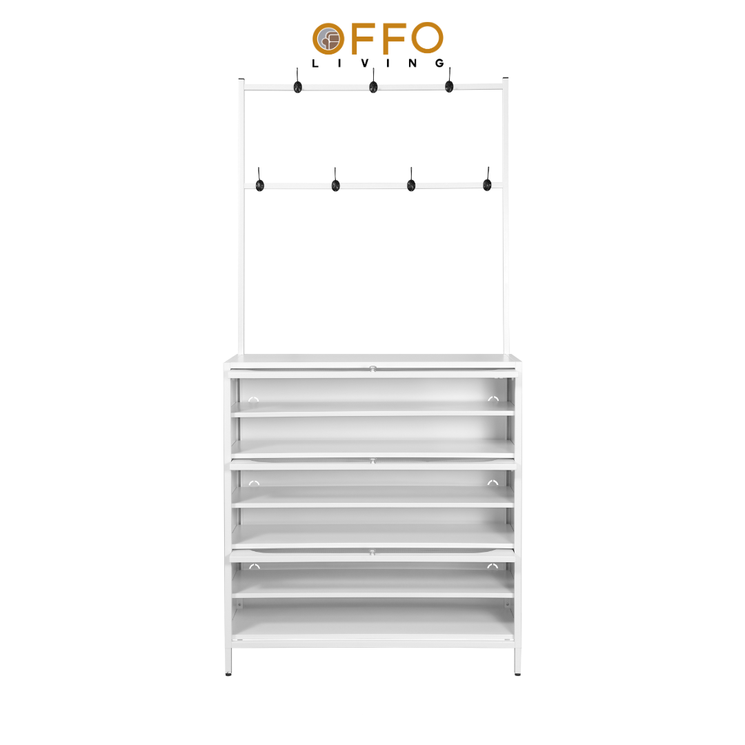 Offo Living - Lemari Sepatu Stainlees Minimalis - Furniture Besi Lemari Sepatu Multi fungsi