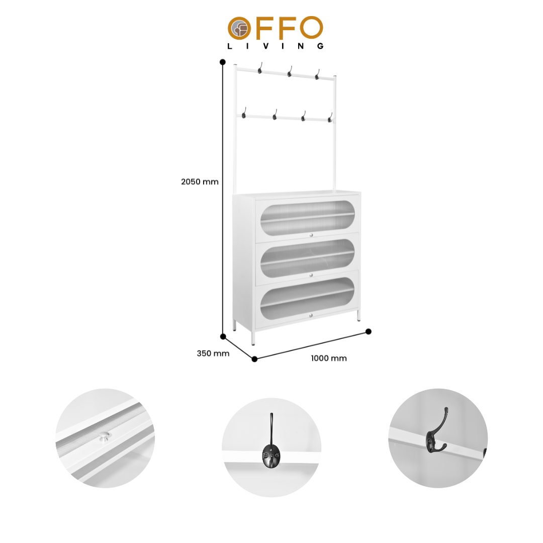 Offo Living - Lemari Sepatu Stainlees Minimalis - Furniture Besi Lemari Sepatu Multi fungsi