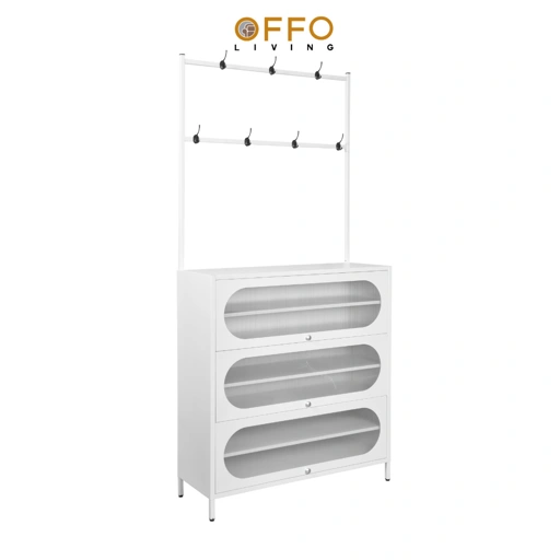 Image of Offo Living - Lemari Sepatu Stainlees Minimalis - Furniture Besi Lemari Sepatu Multi fungsi