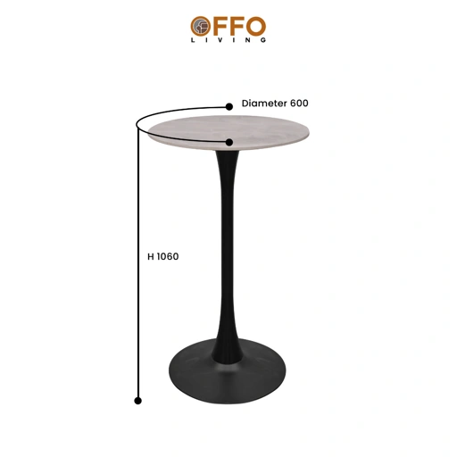 Image of Offo Living -  Meja Bar Bundar Minimalis – Desain Modern Elegan untuk Café & Rumah - IMP-BAR-TABLE-#616-LGRY
