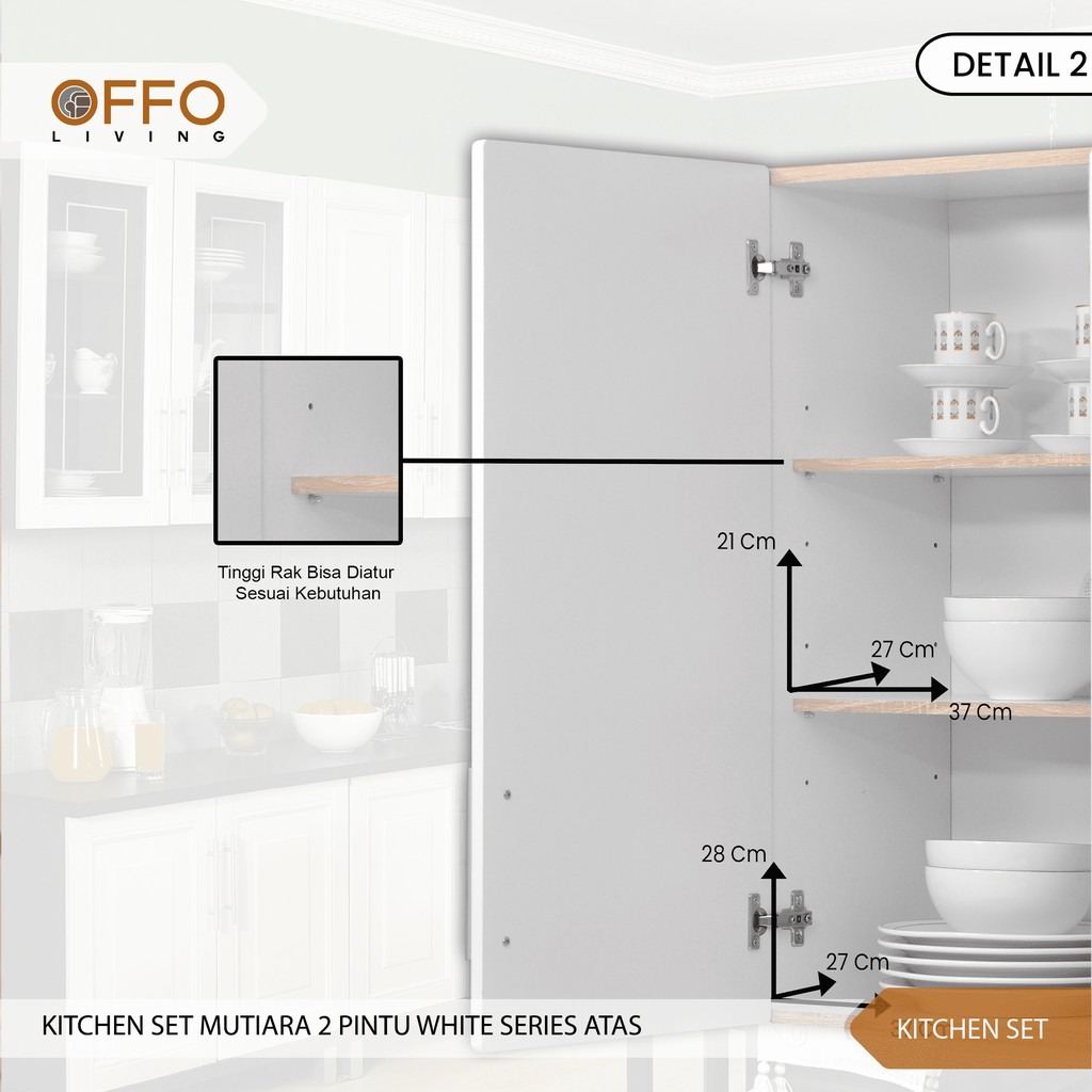 Offo Living - Kitchen Set 2 Pintu Mutiara - KITCHEN SET 2 PINTU PANEL 0108 WHITE