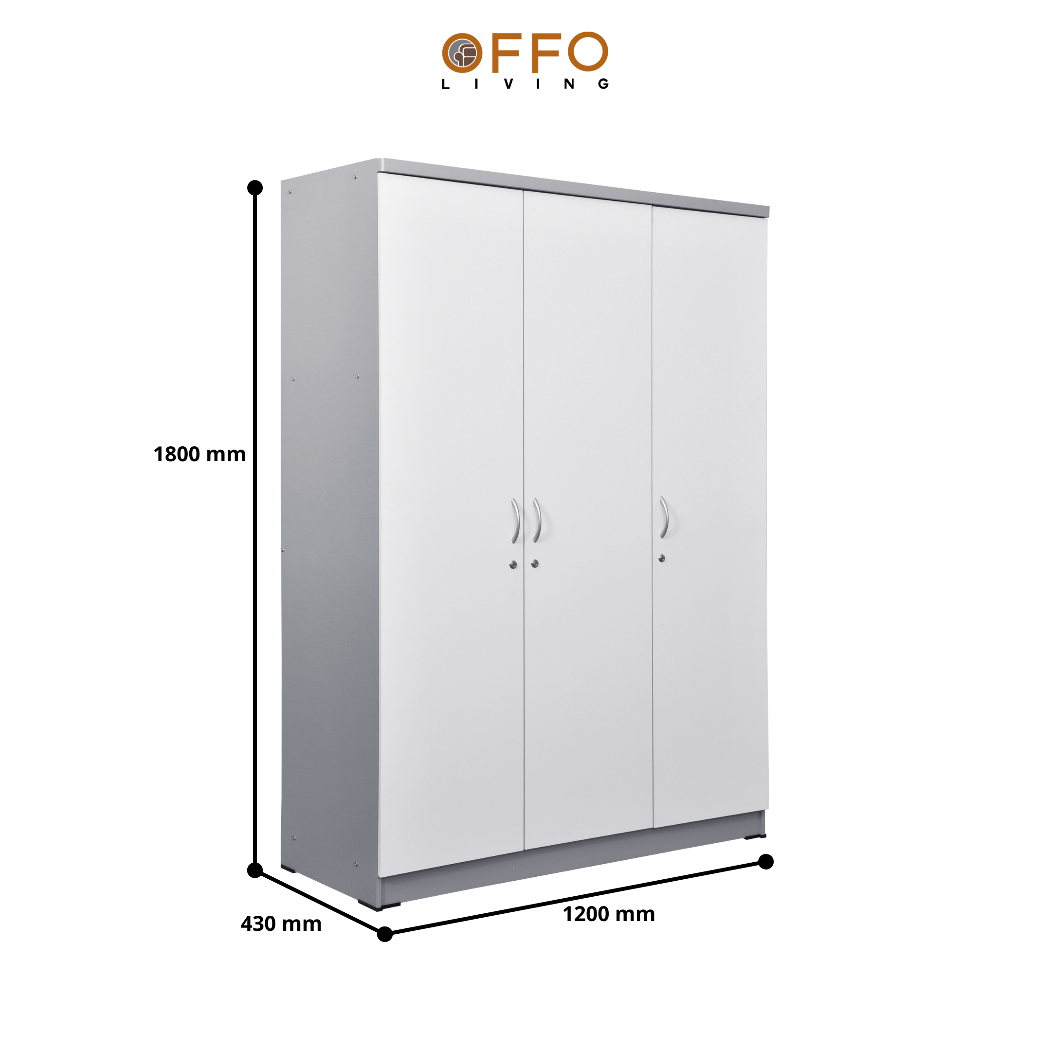 Lemari Pakaian 3 Pintu 261117 Grey