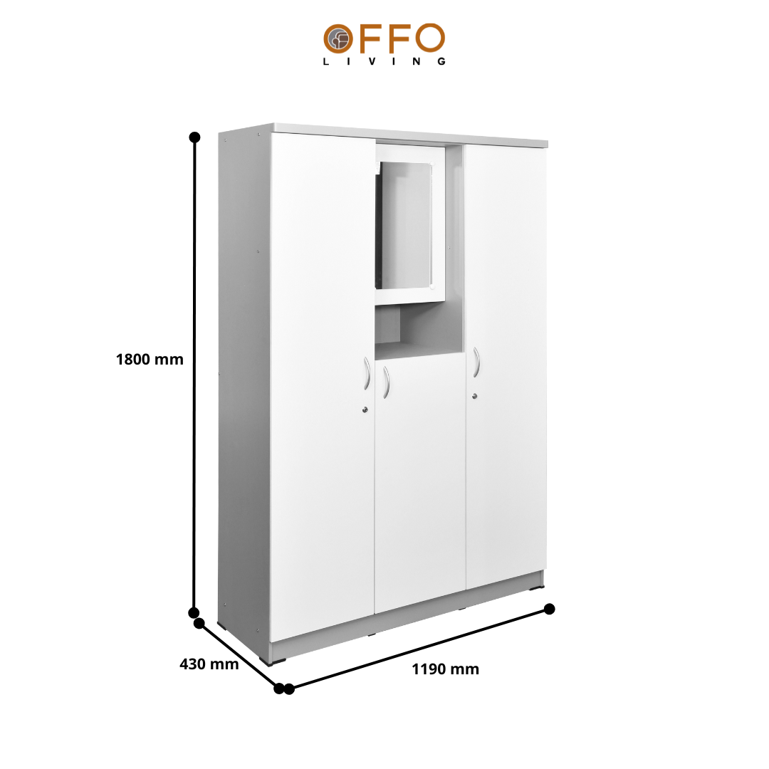 Offo Living - Lemari Pakaian 3 Pintu Dengan Cermin - LMB