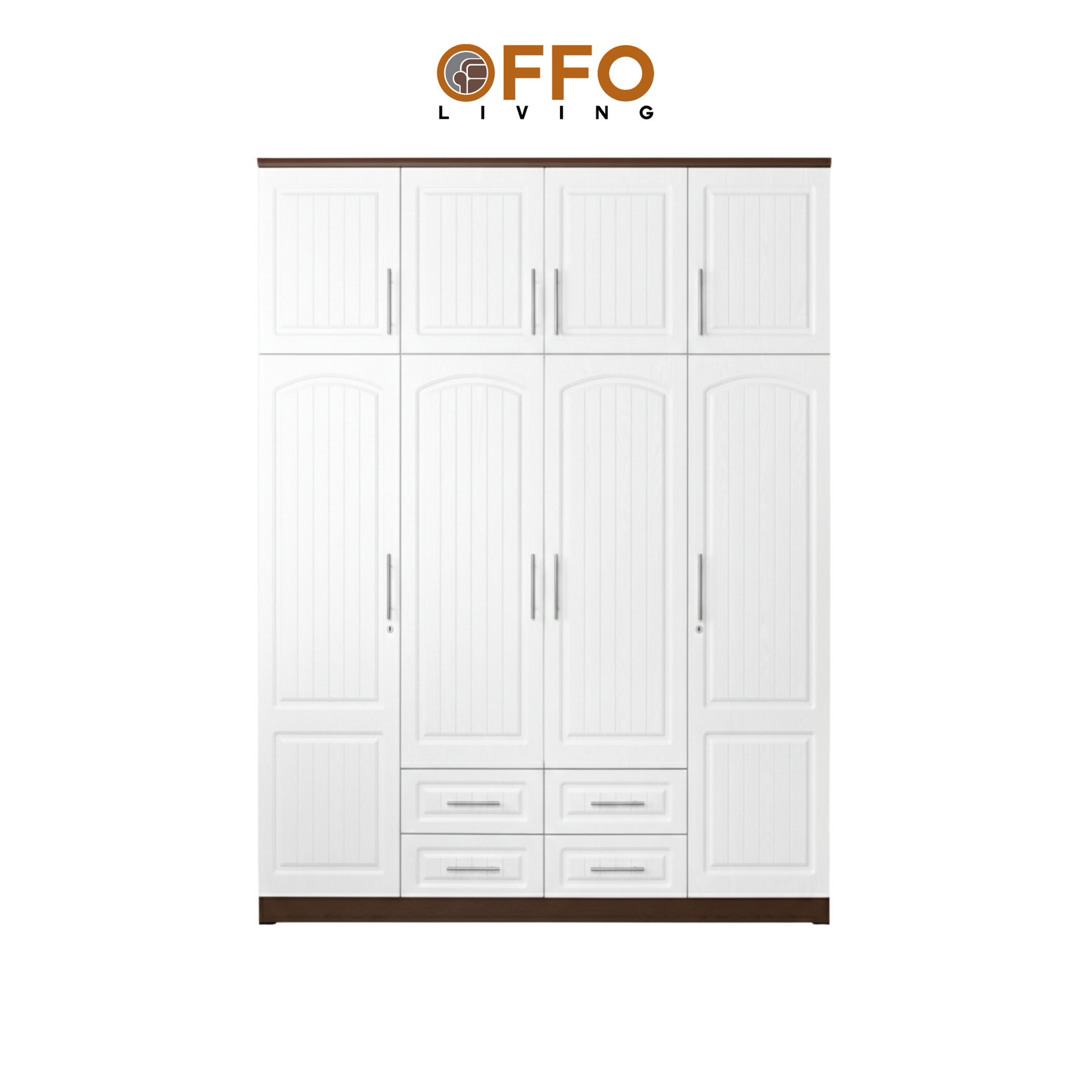 Lemari Pakaian LPXD Brown - Lemari pakaian Pintu Triple dengan 4 Drawers Scandinavian