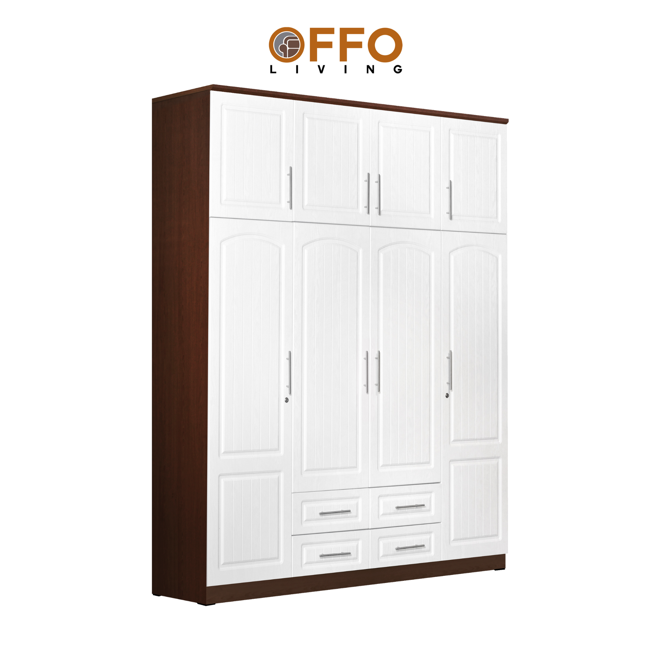 Lemari Pakaian LPXD Brown - Lemari pakaian Pintu Triple dengan 4 Drawers Scandinavian