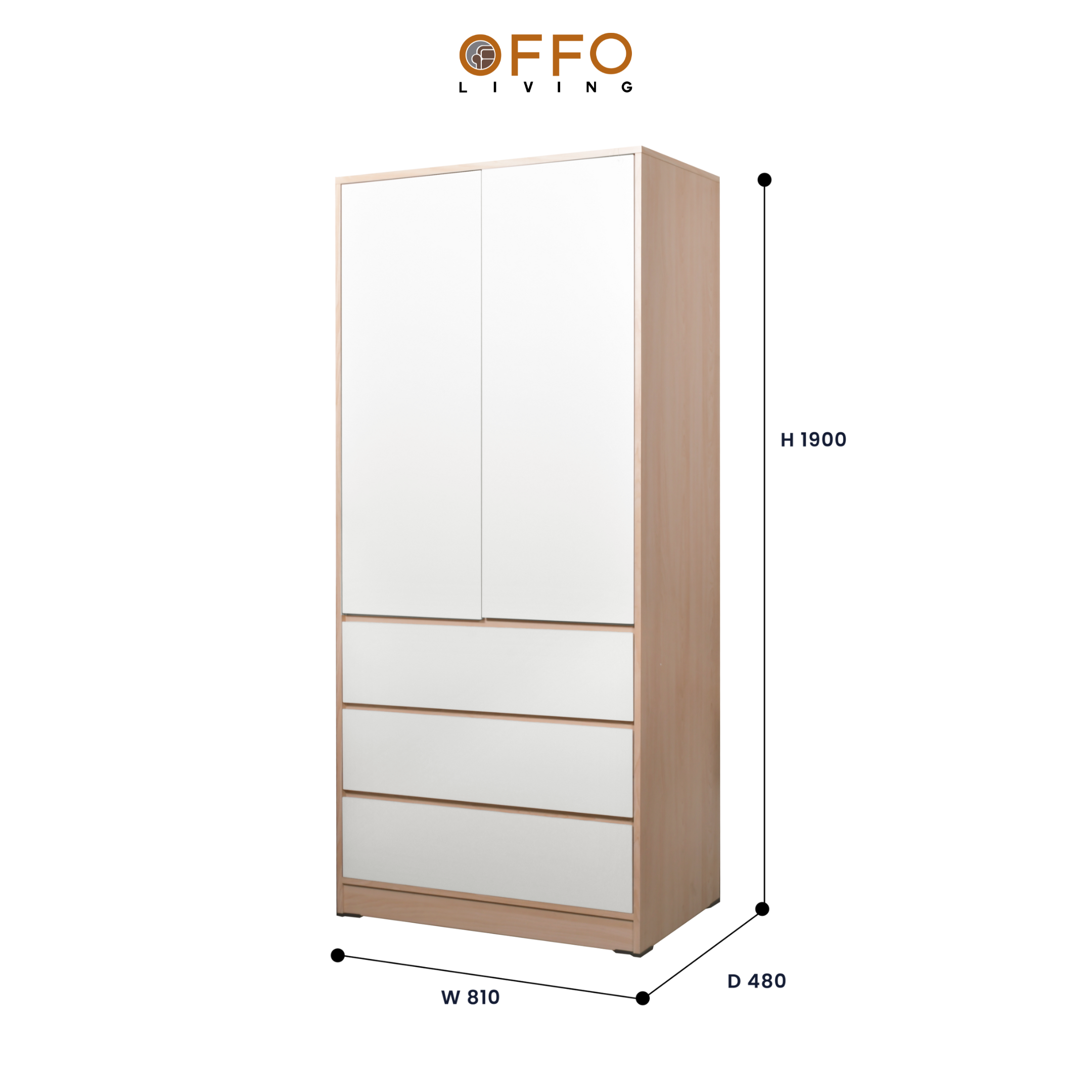 Lemari Pakaian Garvin 2 Pintu Natural - WRD Garvin