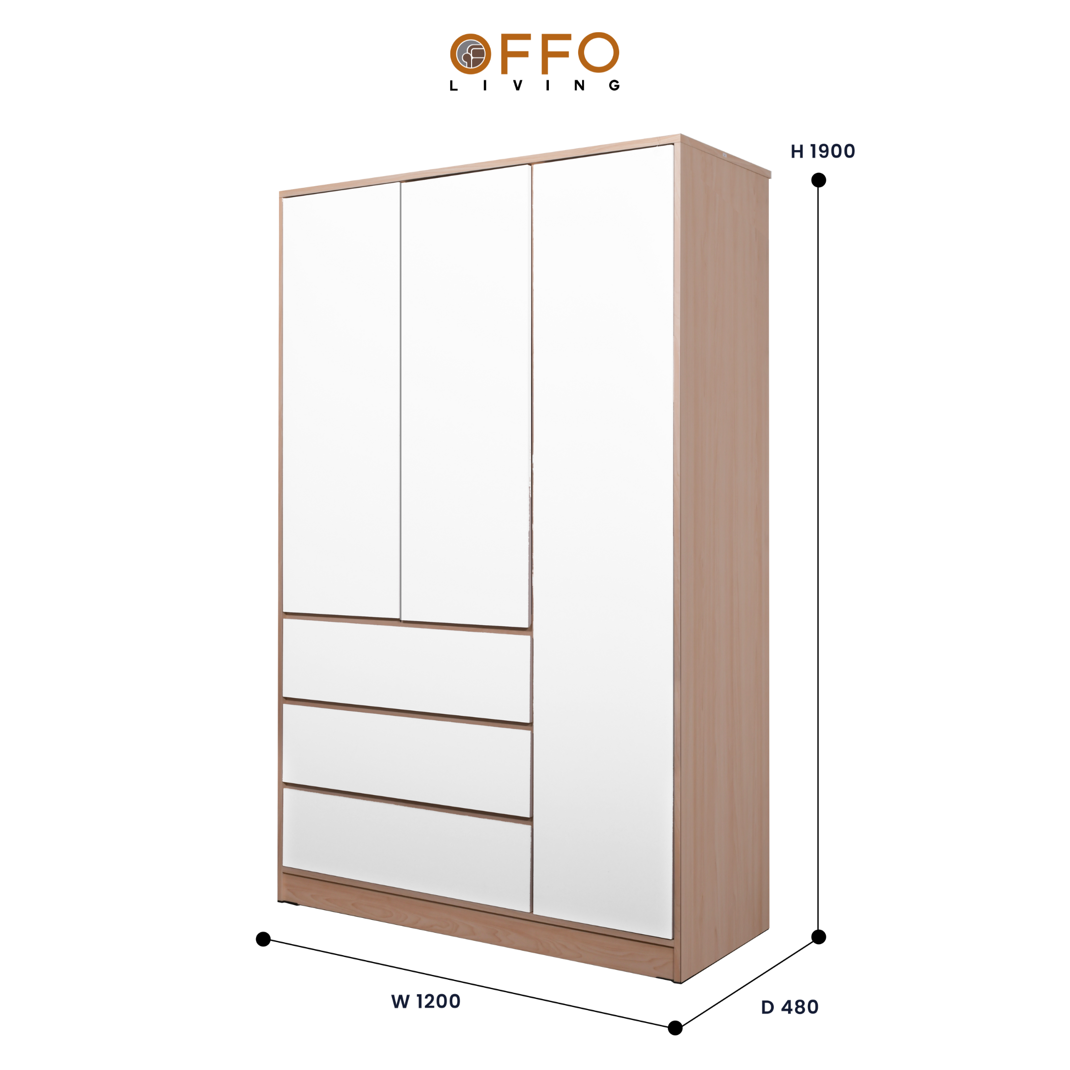 Wardrobe Garvin Three Doors Natural