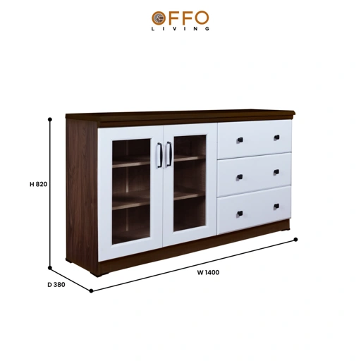 Image of Offo Living - Lemari Hias Dengan 3 Drawer - Lemari/ Rak TV  - L-LIV-LHD269610-3DR-WMF