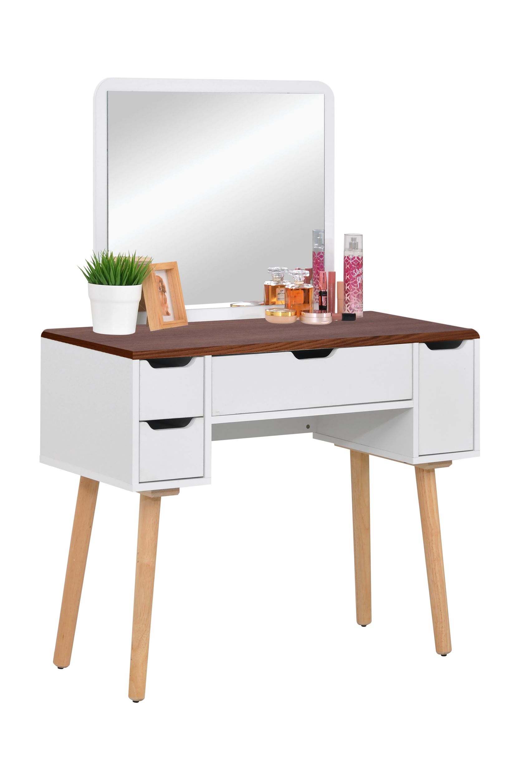 Meja Rias Minimalis Kaki Kayu Solid - MRSL-01 - Farren