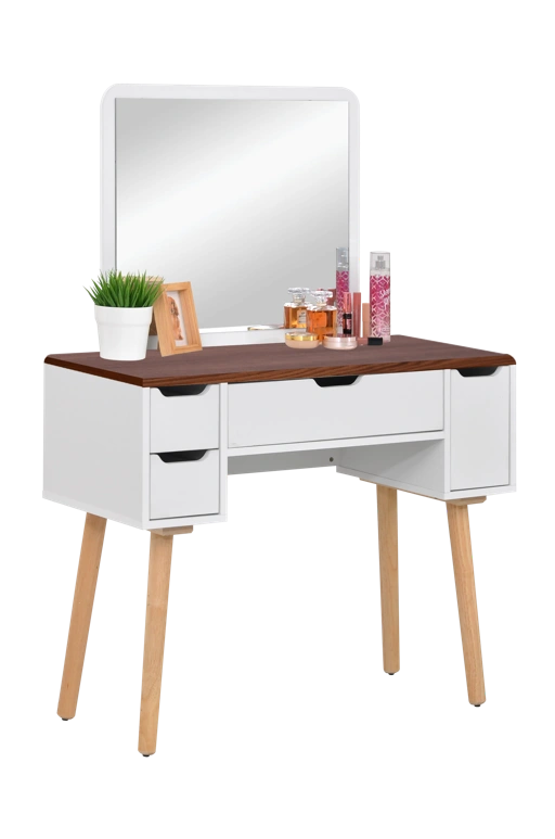 Image of Meja Rias Minimalis Kaki Kayu Solid - MRSL-01 - Farren