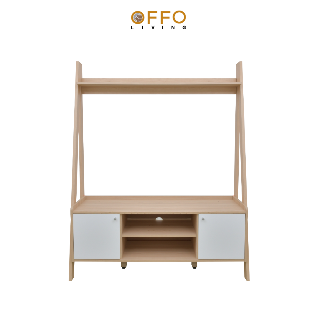 Offo Living - Rak TV / Rak Tv Serbaguna New Ladder Shelf 3 Winter Maple - NEW-LADDER-SLF3-WN MPL