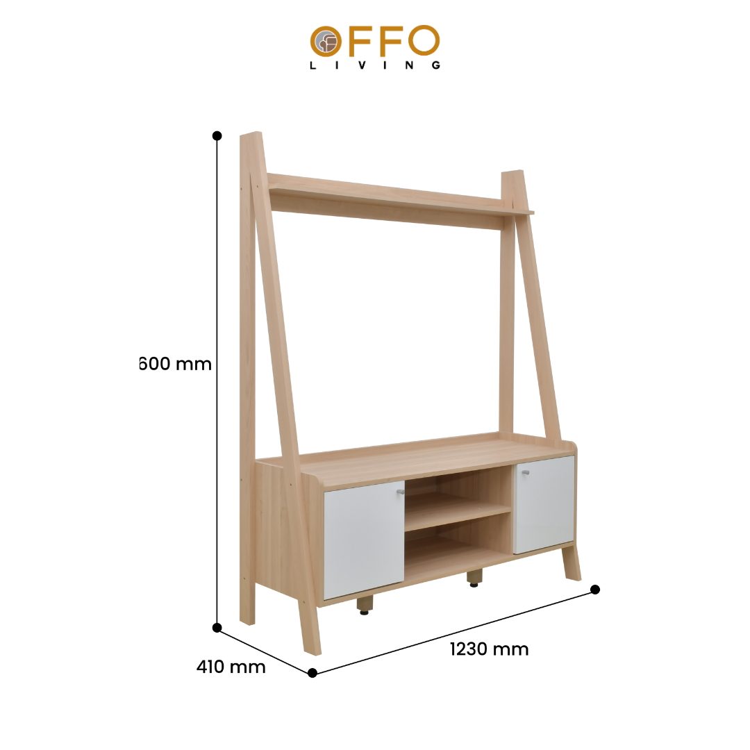 Offo Living - Rak TV / Rak Tv Serbaguna New Ladder Shelf 3 Winter Maple - NEW-LADDER-SLF3-WN MPL