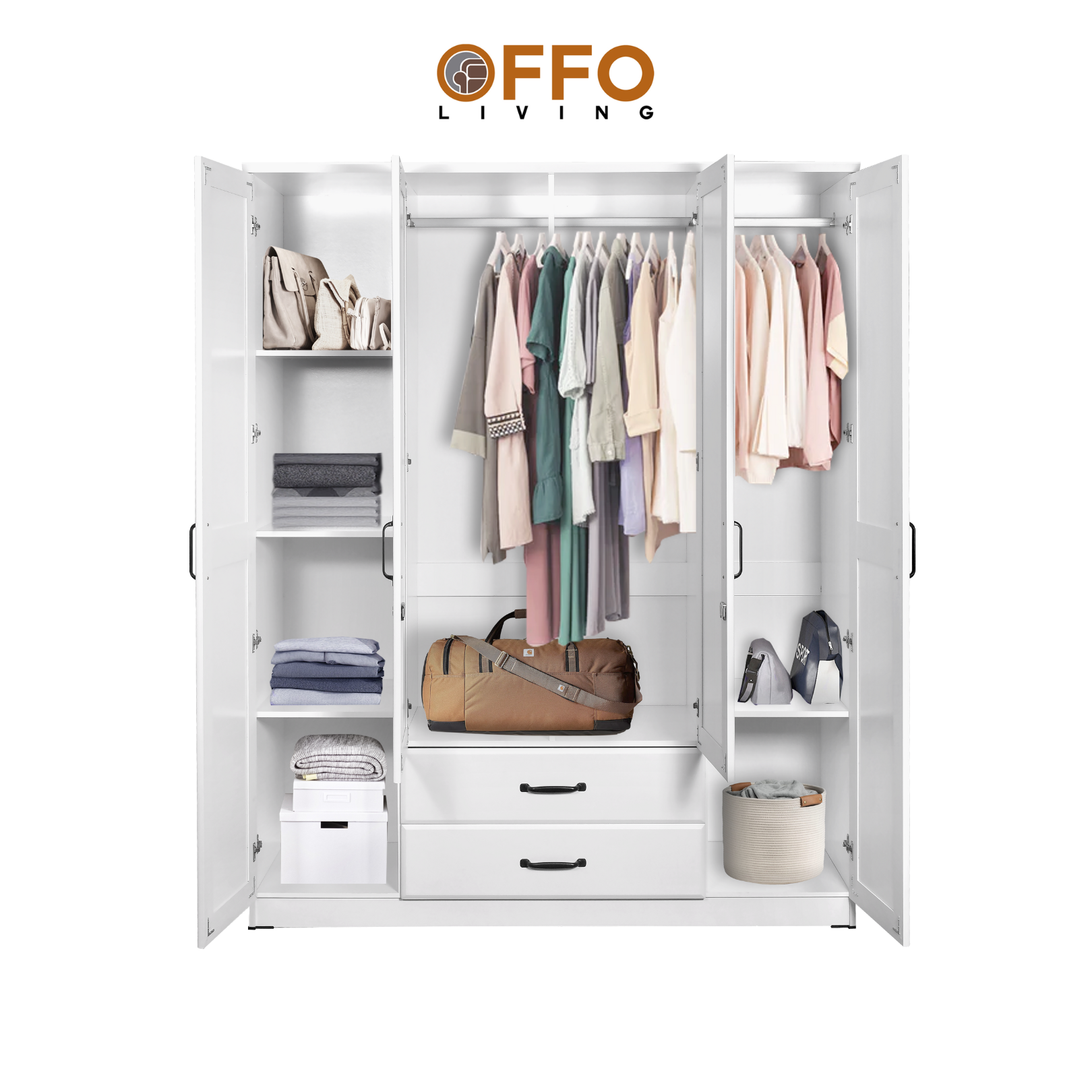 Offo Living - Lemari Pakaian 4 Pintu Lavender - LV 4D - L-BED-WRLLAVE-4DR-WHT