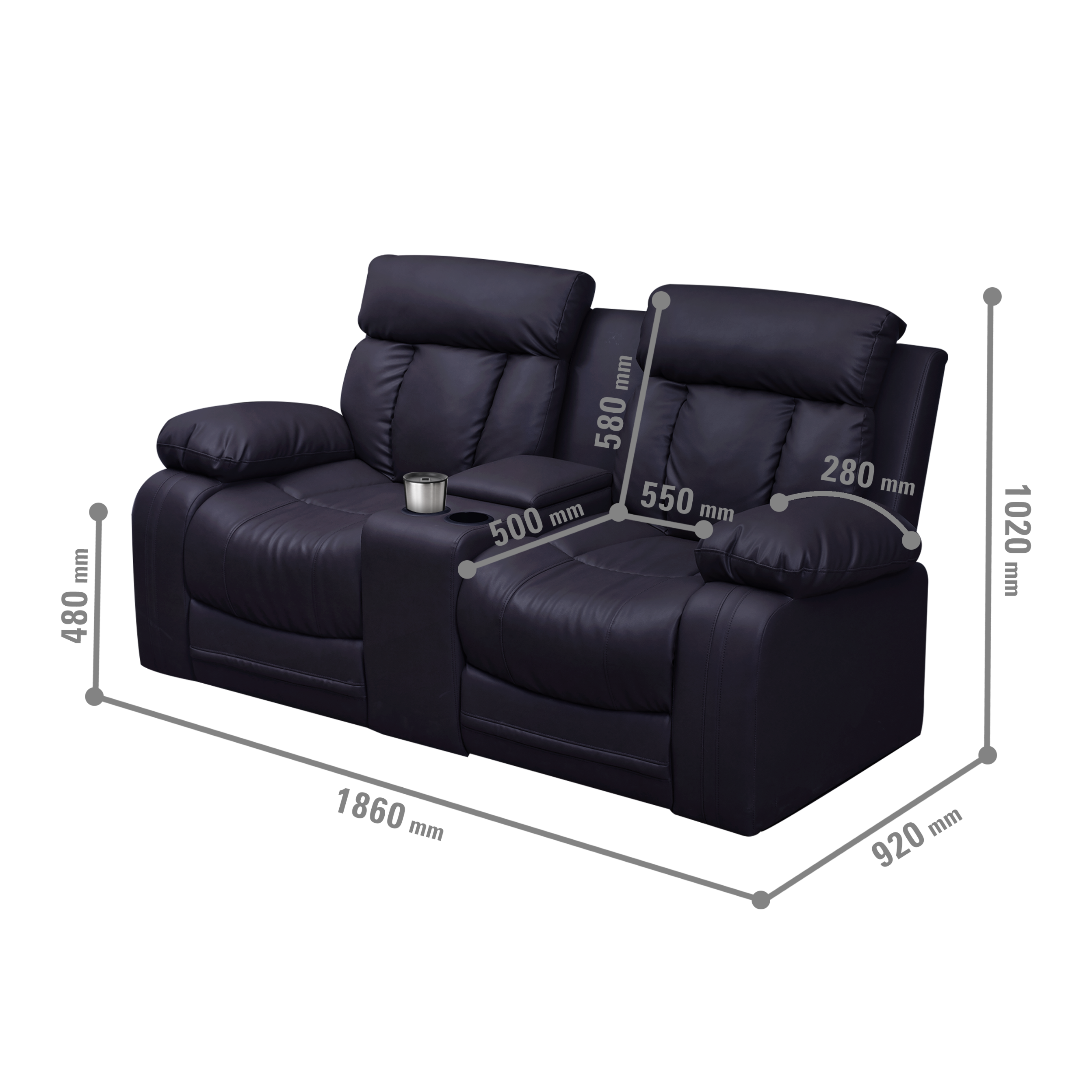 Sofa Recliner 2 Seater Leg Rest - Visby Recliner
