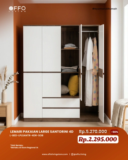 Image of Promo April - Special Price Lemari Pakaian Santorini 4 Pintu