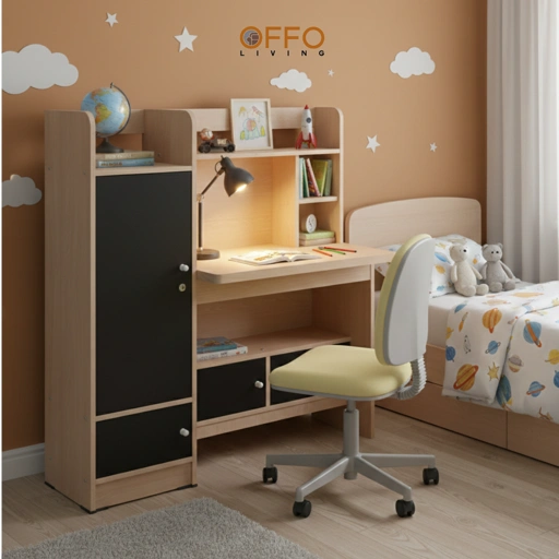 Image of Offo Living - Meja Belajar Anak Minimlis - Furniture Anak Meja Belajar Mario - L-OFC-MTBMARIO-105-NTR 
