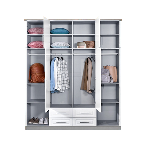 Lemari Pakaian LPXD Brown - Lemari pakaian Pintu Triple dengan 4 Drawers Scandinavian