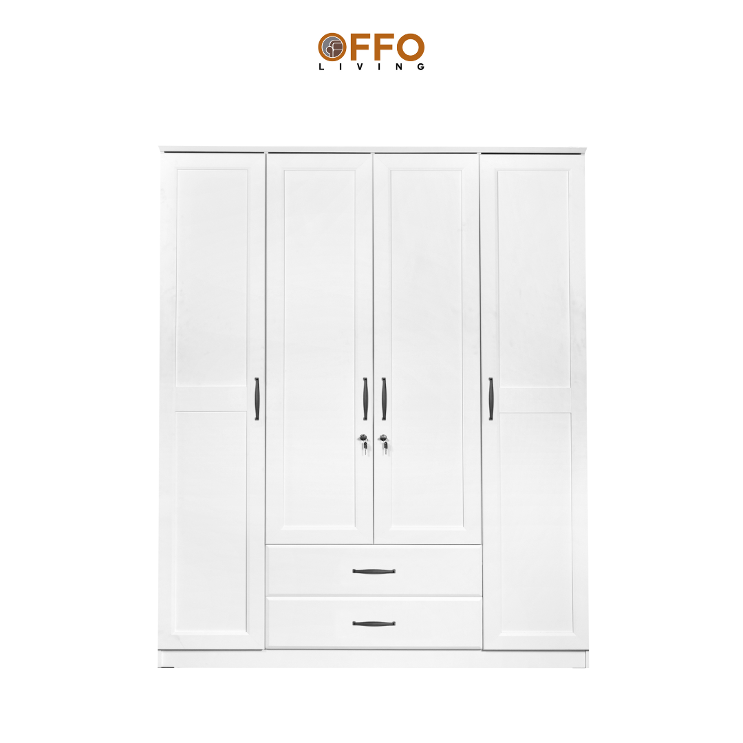 Offo Living - Lemari Pakaian 4 Pintu Lavender - LV 4D - L-BED-WRLLAVE-4DR-WHT