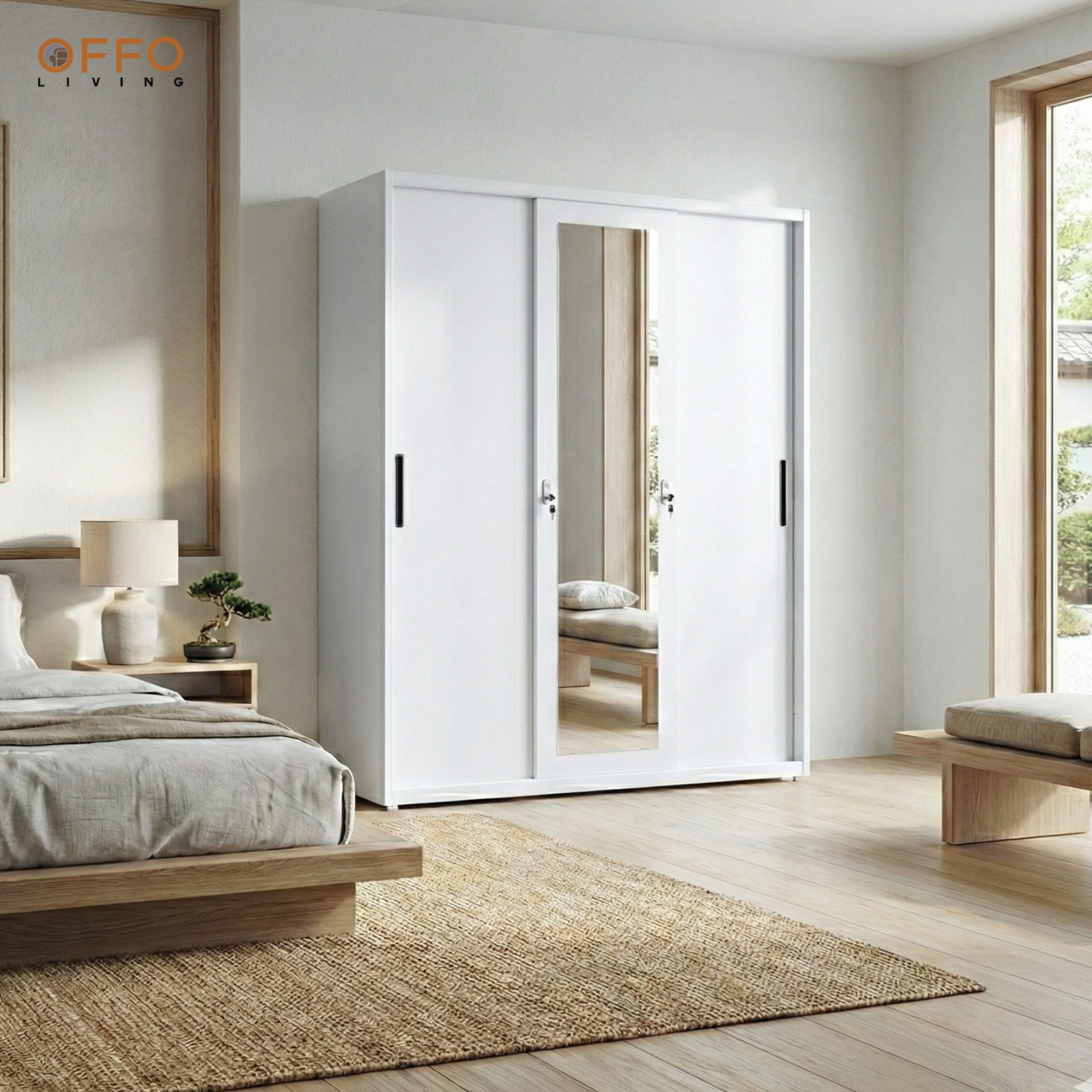 Lemari Pakaian Besi 3 Pintu Sliding - STHBW112-3DR