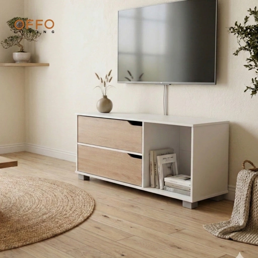 Image of Offo Living - Rak Tv Meja Tv Putih - Audio Video Rack White - AVR037