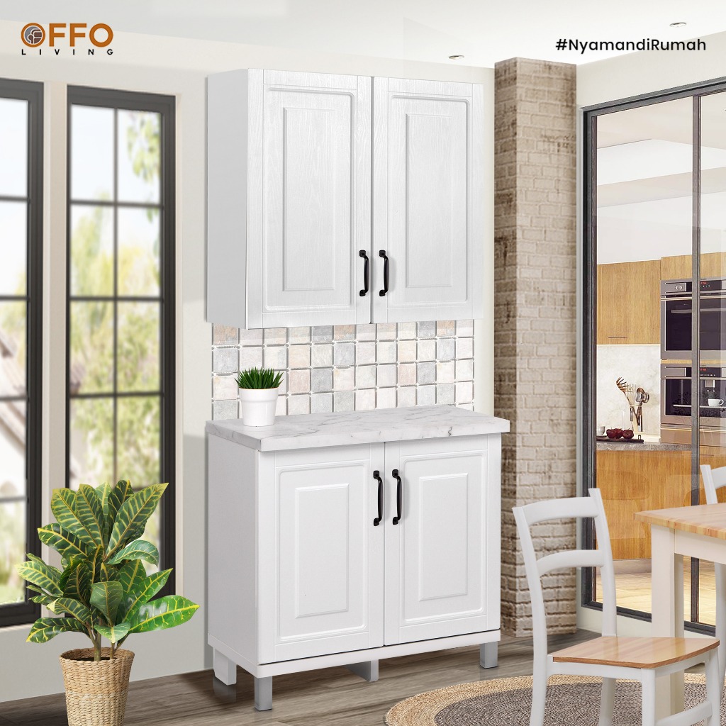 Offo Living - Kitchen Set 2 Pintu Mutiara  - KITCHEN SET 2 PINTU PANEL 0108 WHITE 