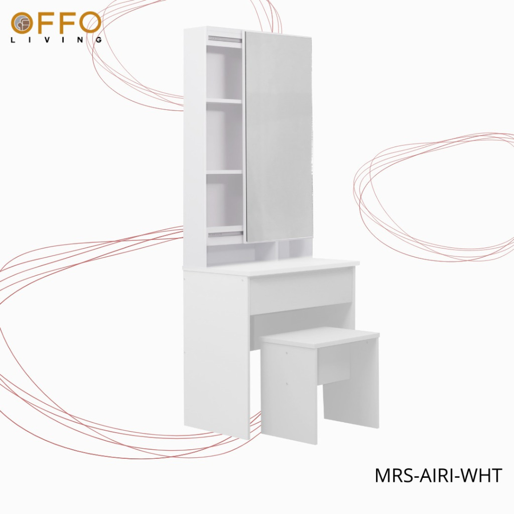 Offo Living - Meja Rias AIRI Minimalis Modern Full Putih